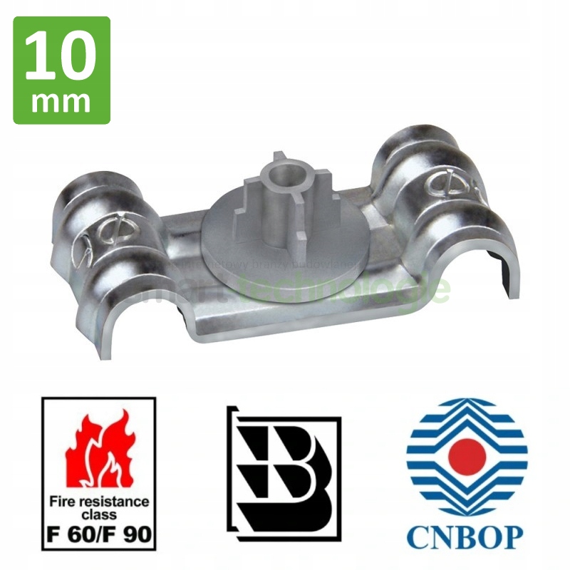 Uchwyt stalowy podwójny DFT 10mm do kabli CNBOP