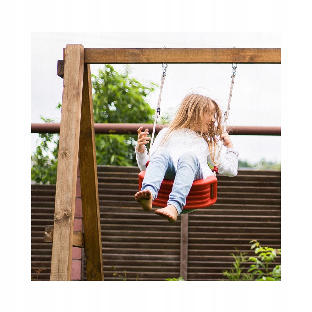 HUŚTAWKA OGRODOWA DLA DZIECI SIEDZISKO MOCNE LINY Długość siedziska 43 cm