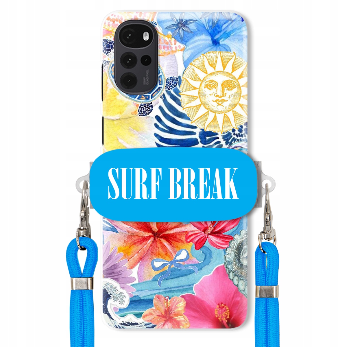 Puzdro na Motorola G22 4G Crossbody vodítko modré držiak Surf Break Lata