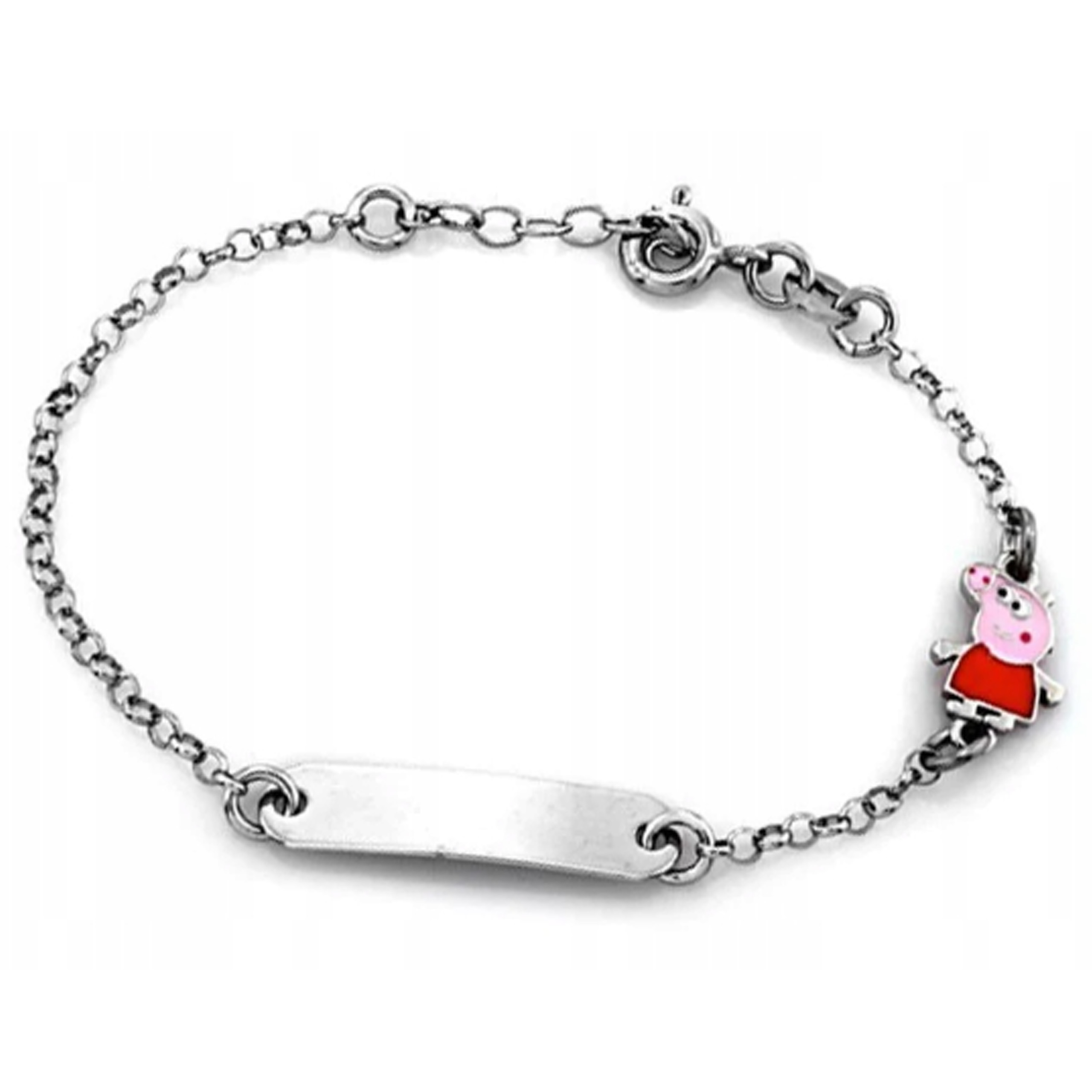 Stříbrný náramek 925 pro děti s růžovým smaltovaným prasátkem jako dárek