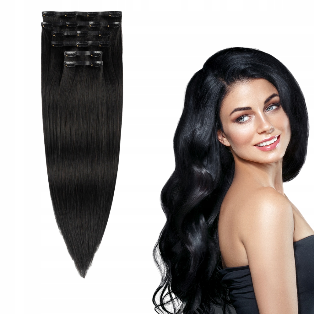 Bezešvé Clip In přírodní vlasy 50 cm 6 Pásků #1