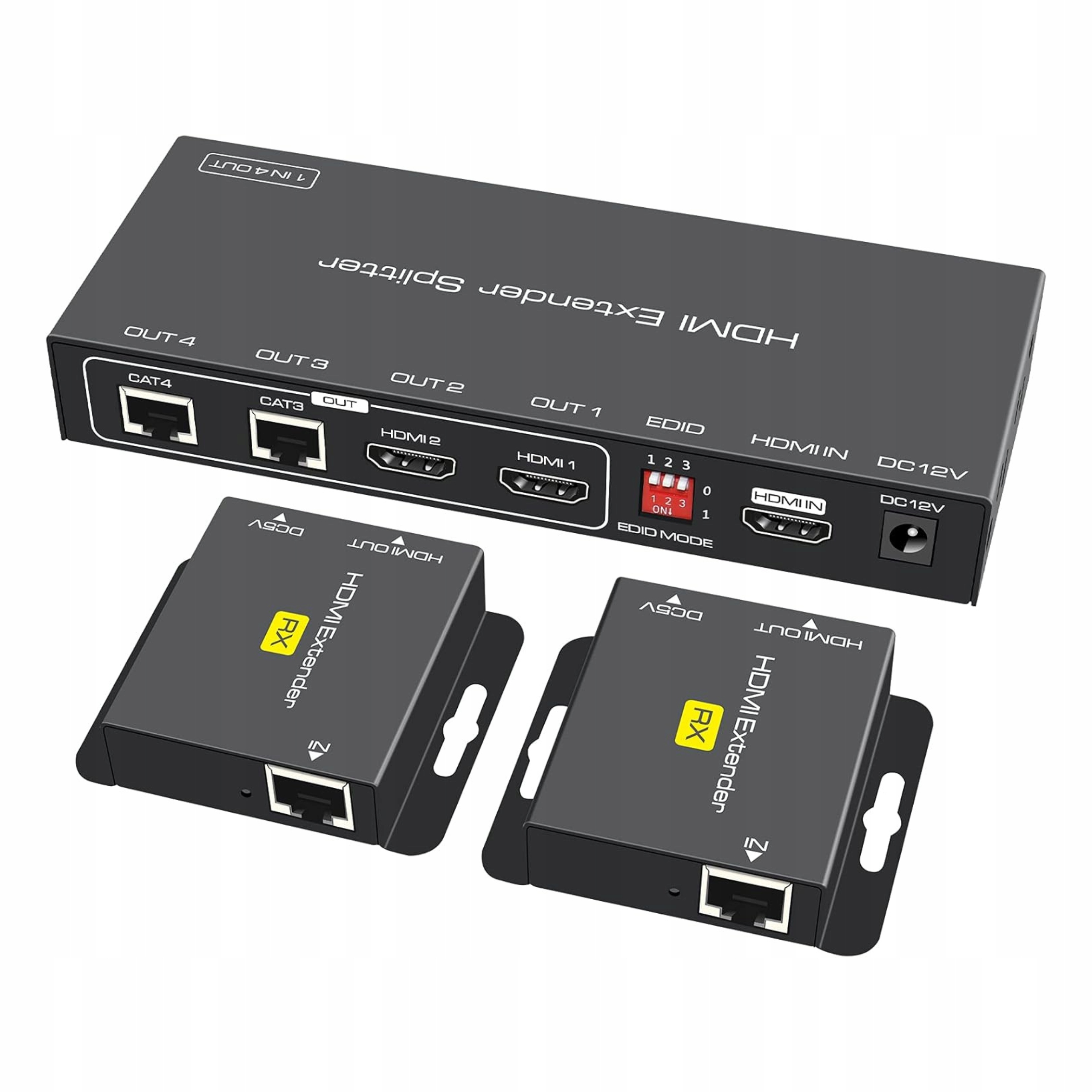 Rozbočovač Hdmi 1x2 přes CAT6, 165ft, Edid, Hdcp, 1080P, Plug&Play