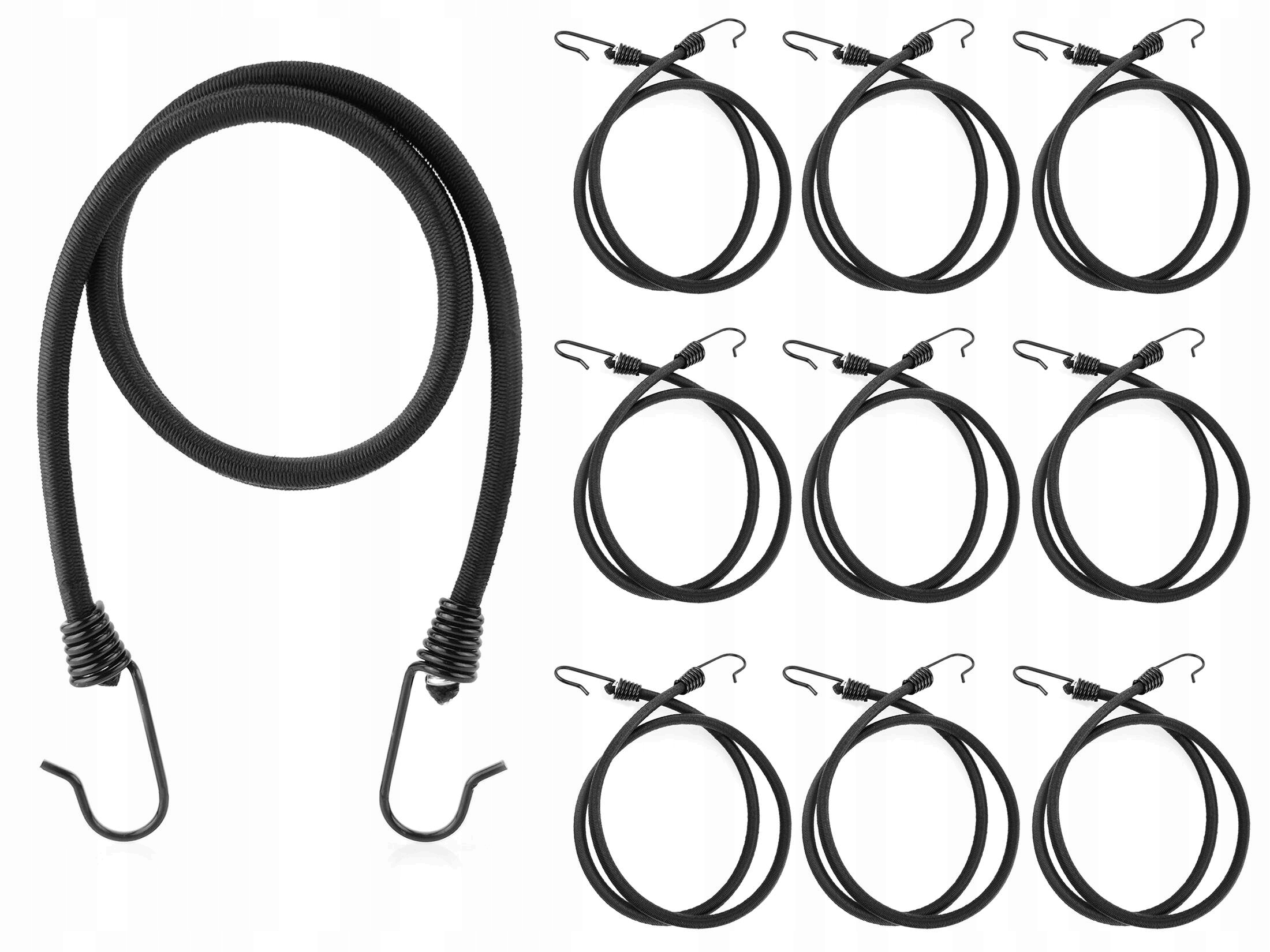 Gumová šňůra s háčky pro připevnění expandérového zavazadla, sada 10 Ks 100 cm