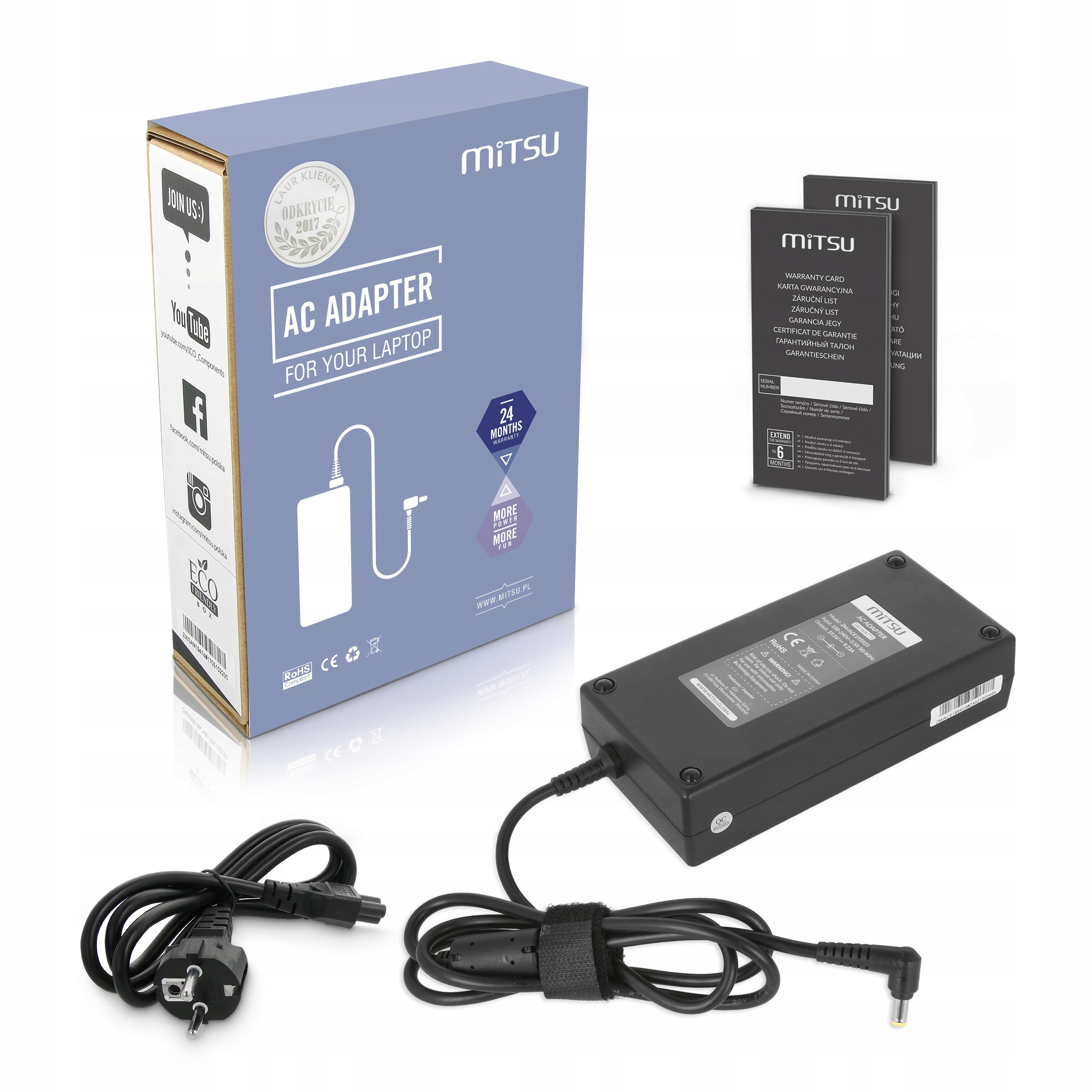 Napájecí adaptér Mitsu 19.5v 9.23a (5.5x1.7) 180 W pro Acer