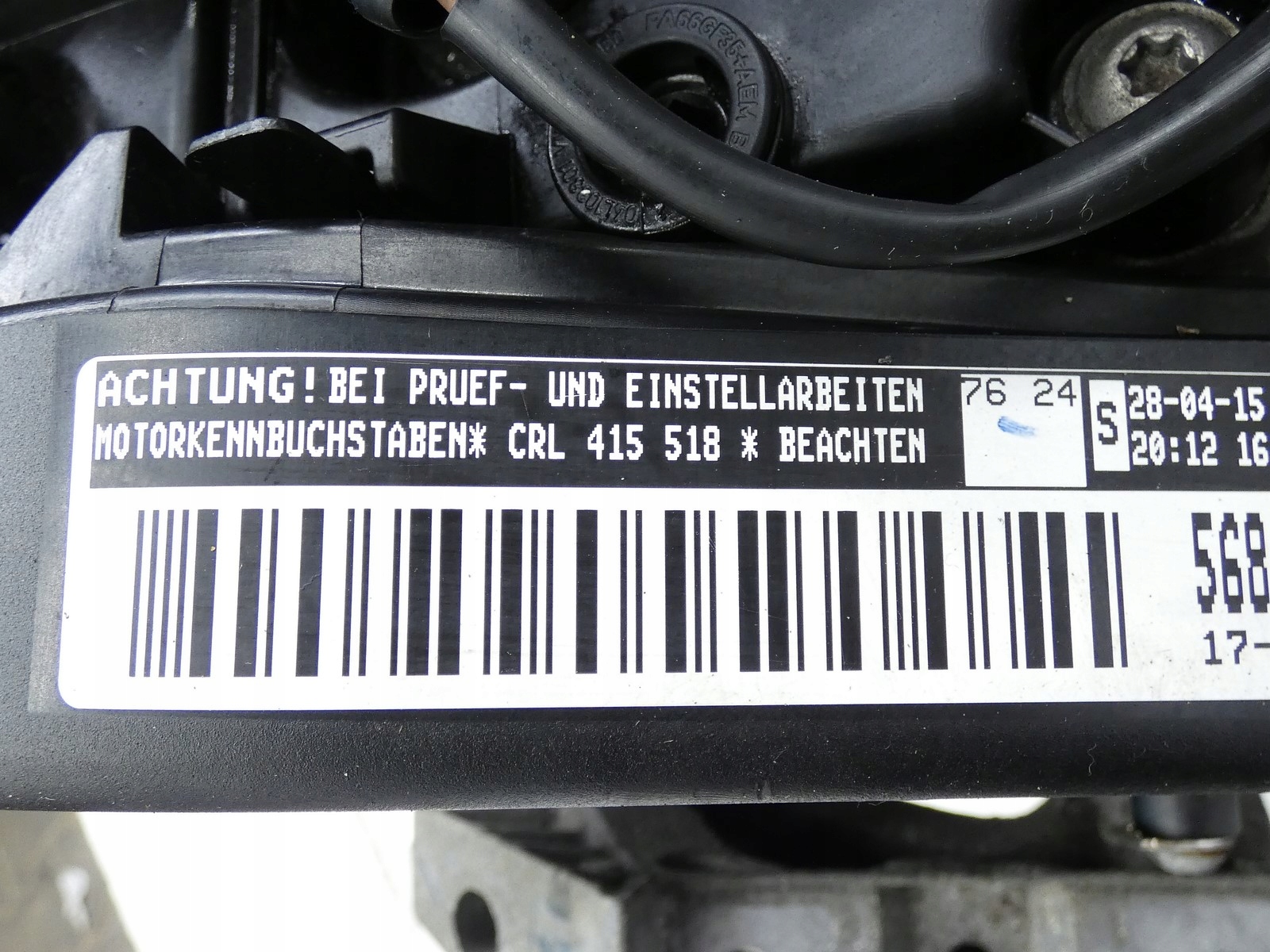 engine pillar CRL CRLB VW PASSAT B8 AUDI A3 8V 2.0 TDI 110KW / 150KM