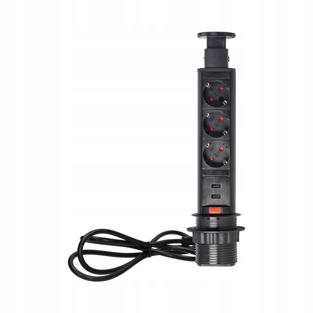 Zásuvka 6 cm 3x250 V s Usb nabíječkou a zámkem 1,8 m OR-AE-1349(GS)/B