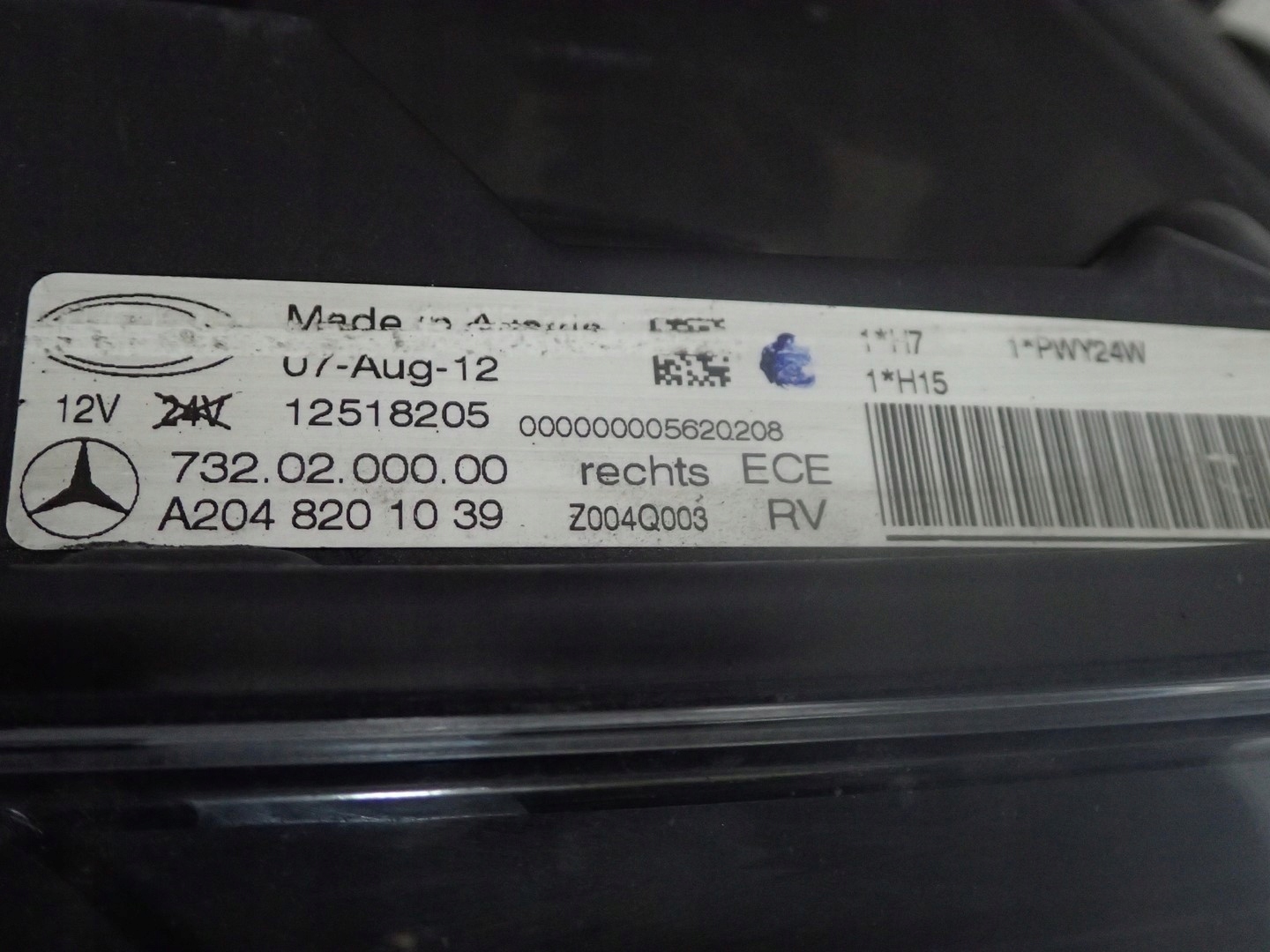 light right REFLEKTOR MERCEDES GLK 204 LIFT 12