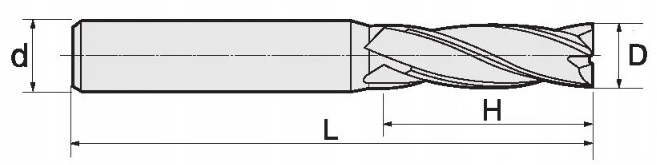 Frez palcowy NFPa fi 8 mm DIN844 HSSCo8% kobalt Zastosowanie stal