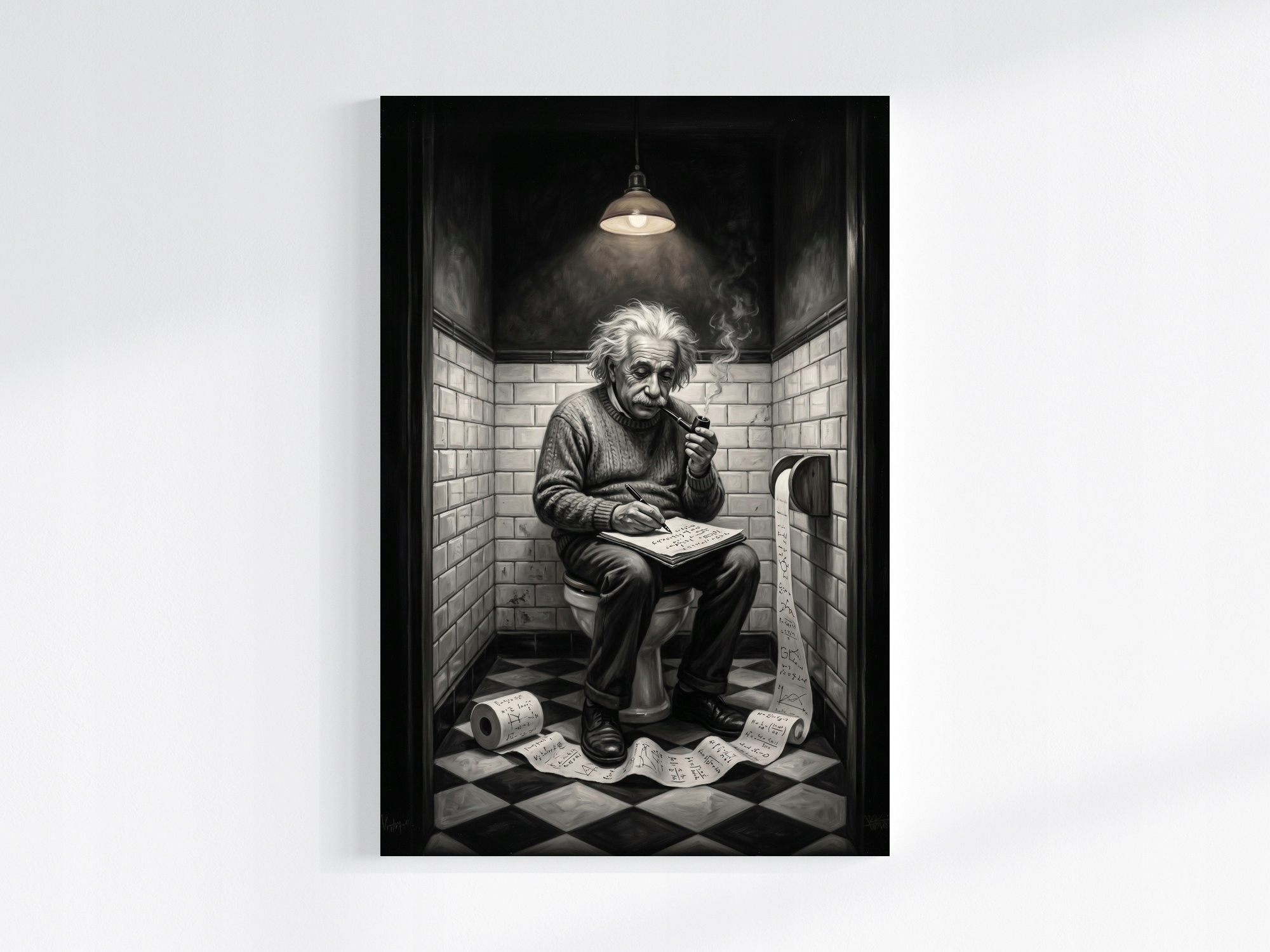 Obraz Na Plátně Canvas Portrét Humor Toaleta Wc Věda Einstein B&w 80x120