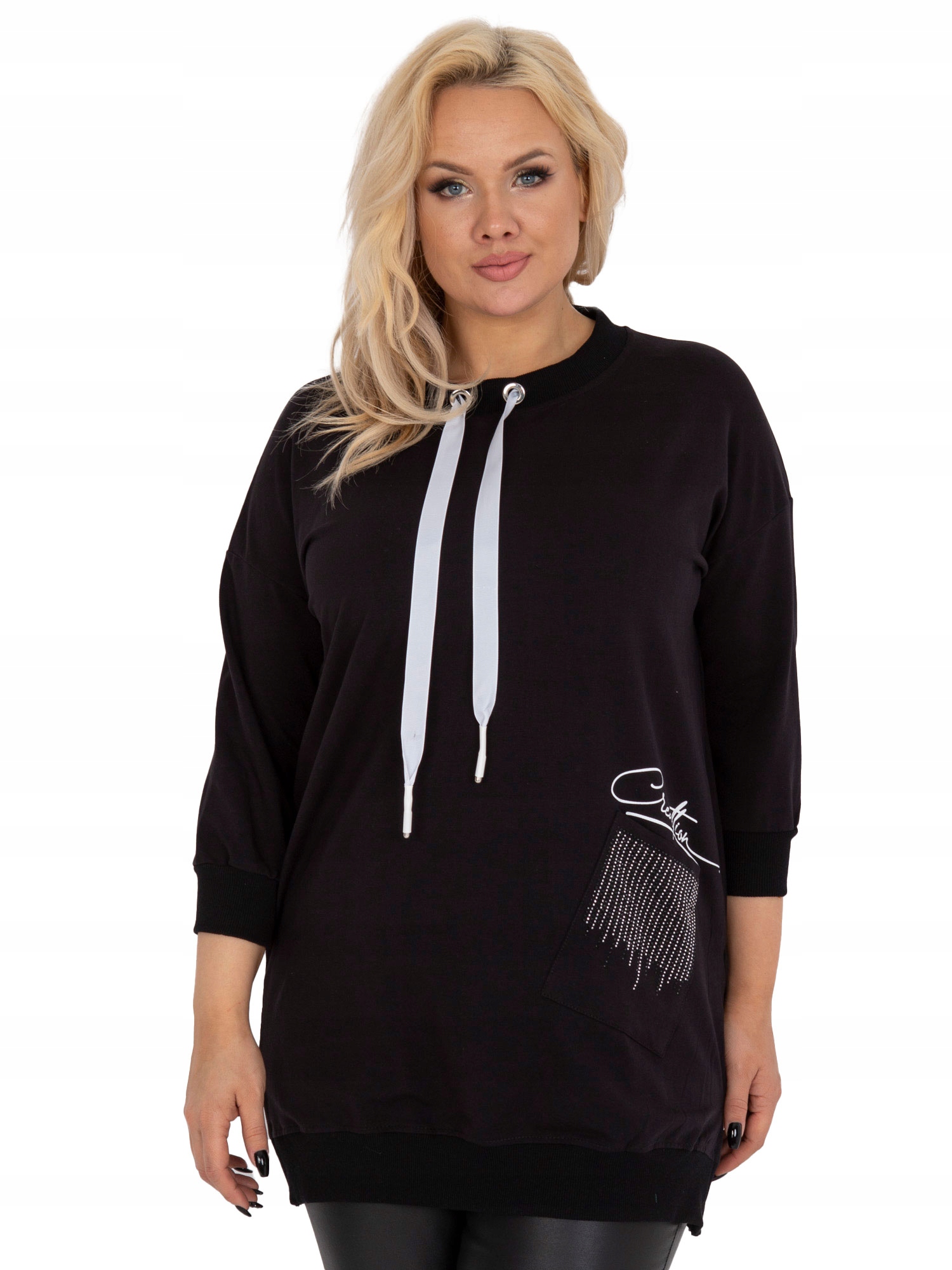 

Dresowa Tunika plus size bawełniana z dżetami