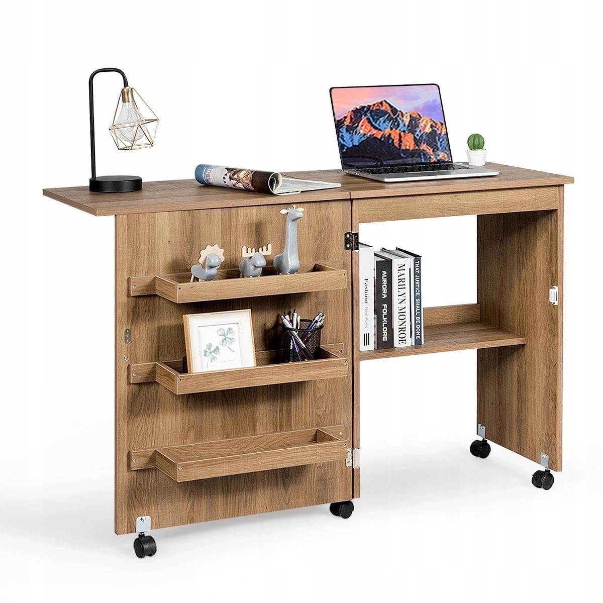 Písací stôl Costway obdĺžniková skladacia skrinka 2v1 118,5x40x79,5 cm
