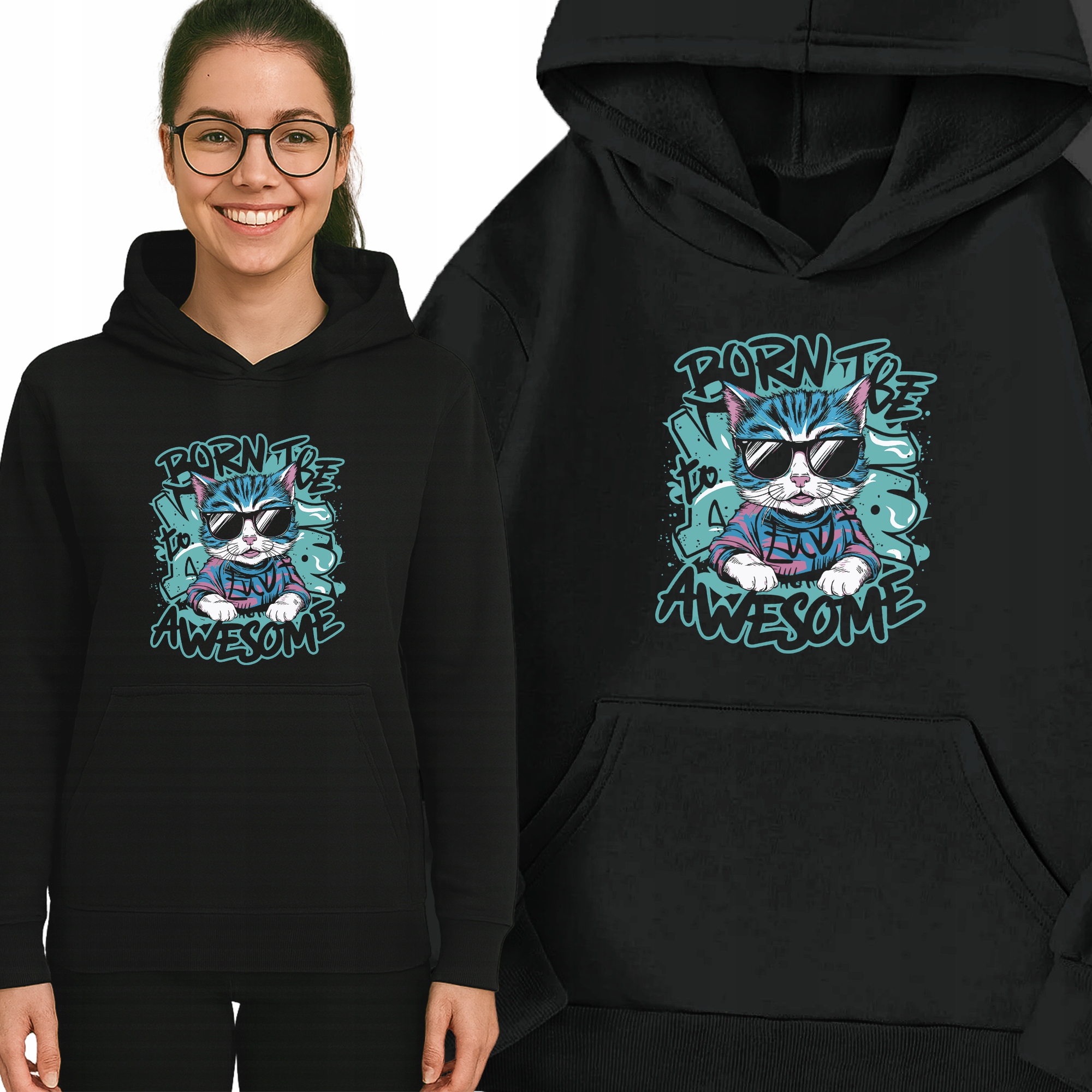 Mikina Černá Don't Talk To Me S Kapucí Teplá Módní vzor Vel XL