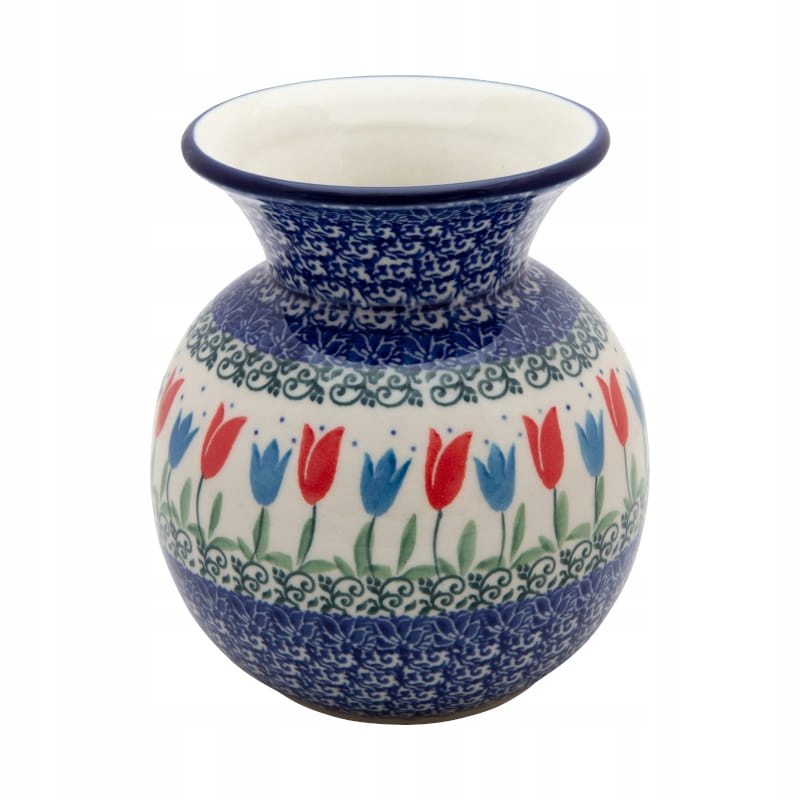 Váza 14 cm Umělecká keramika Bolesławiec dek. 2599 Tulipány Vázy