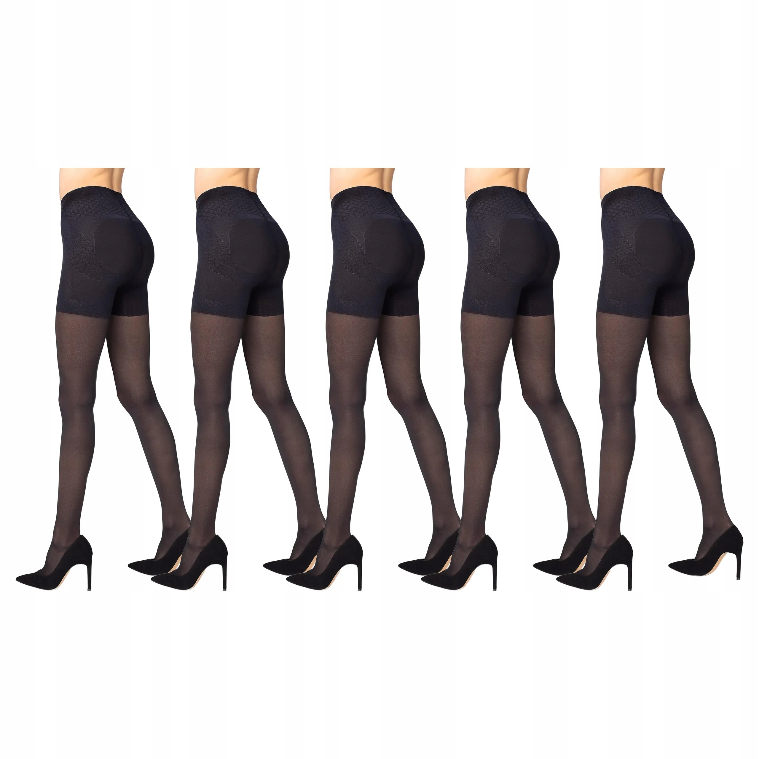 5 x Punčocháče 40 den Marilyn Plus Up 40 5-XL Černé