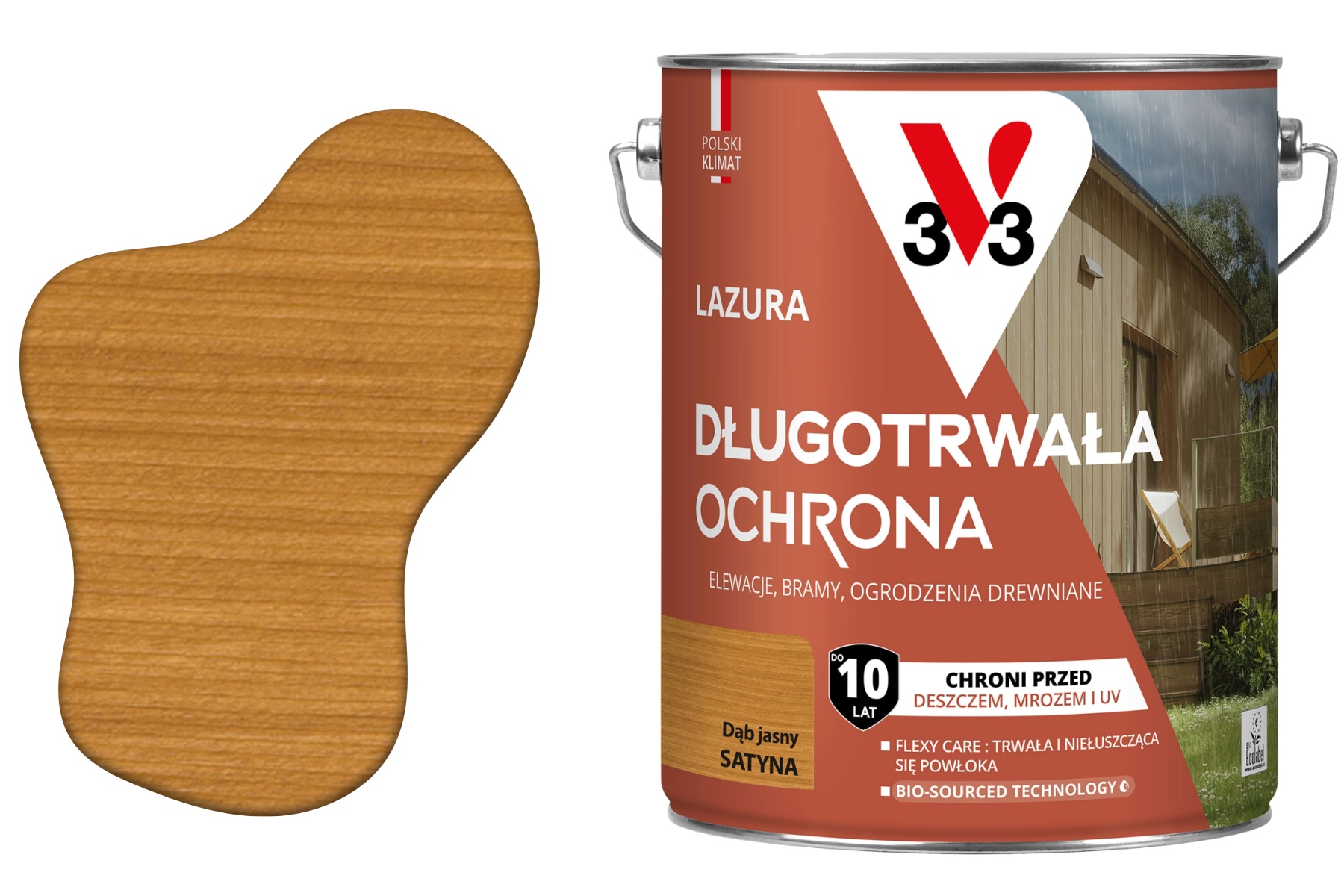 Lazúra 10 rokov ochrany dub svetlý satén 4.5 l V33