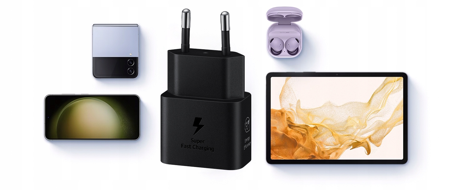 ŁADOWARKA SIECIOWA SAMSUNG GAN EP-T2510 25W PD 3.0 TYP C + KABEL TYP C 1,8m Przewód w zestawie tak