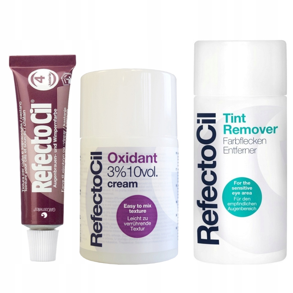 RefectoCil henna 4 kaštanová 15ml oxidační krém 3% 100ml odličovač 150 Ml