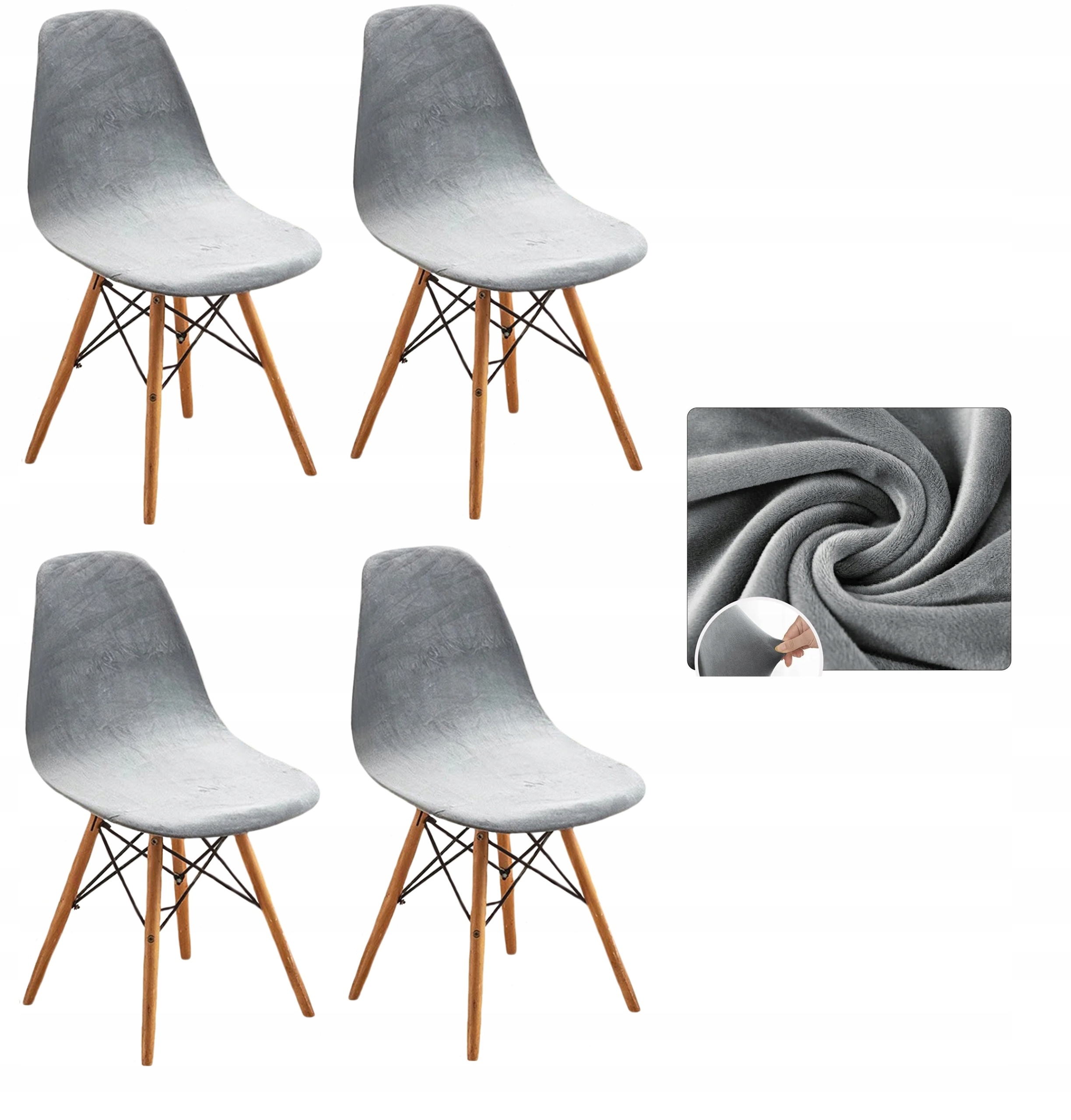 Potah na židli skandinávský šedý Velur skandinávskou Samet Elastický