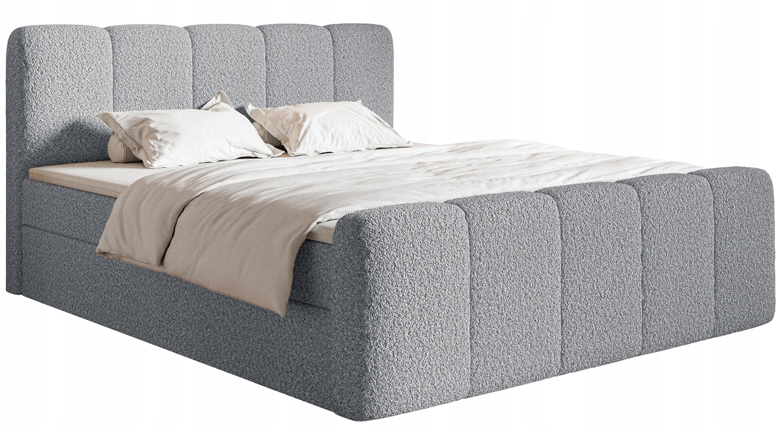 Kontinentální postel 140x200 cm Cloudy II šedá boucle kontejner topper