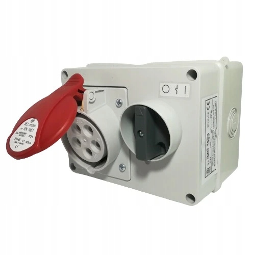 Blokovaná zásuvka so spínačom 400 V, Ip 44, 16 A, 5-pól
