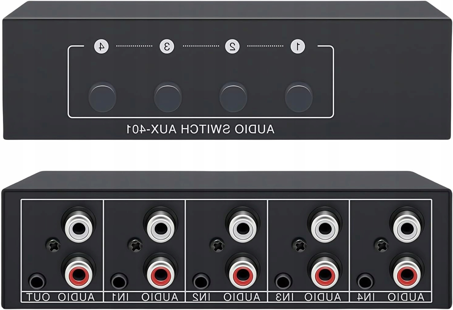 SPORGO PRZEŁĄCZNIK AUDIO 4 W 1 AUX RCA STEREO DO WZMACNIACZA