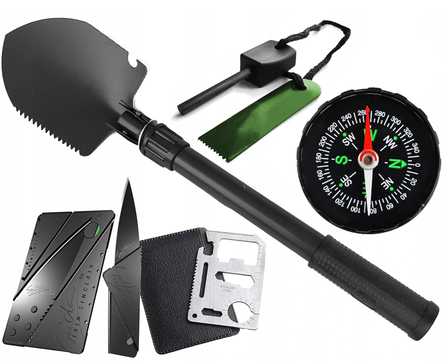 

Zestaw Przetrwania Saperka Multitool Nóż Krzesiwo