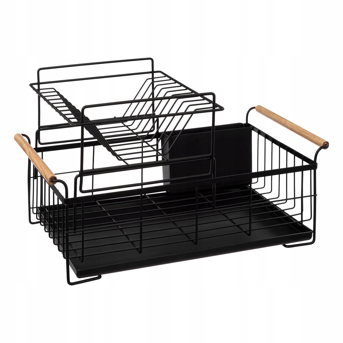 Levně Sušička Na Nádobí dvouúrovňová černá S Táckem