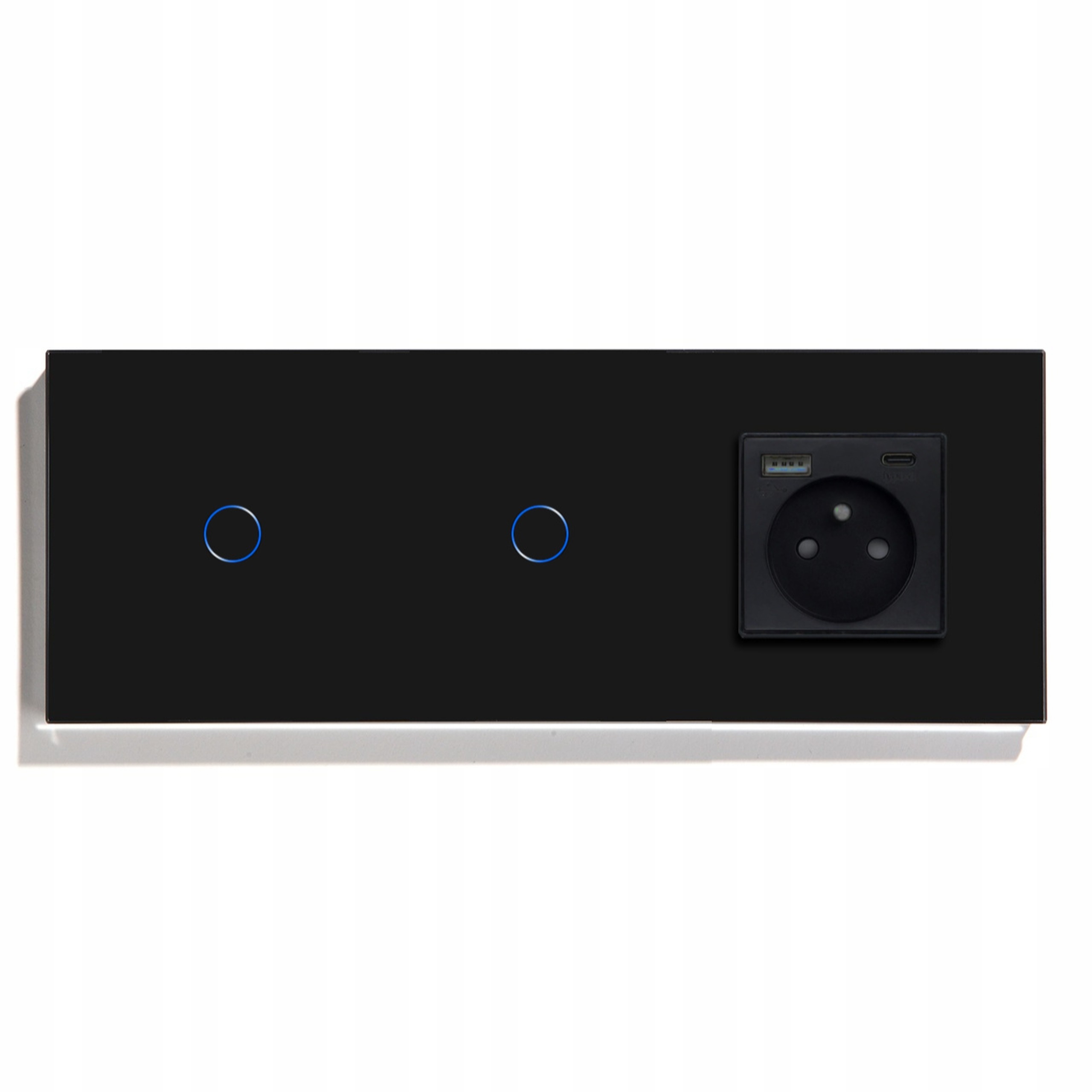 Dotykový Spínač 1+1 Schodisková Zásuvka Usb A+c Qc 20 W Sklenený Vypínač