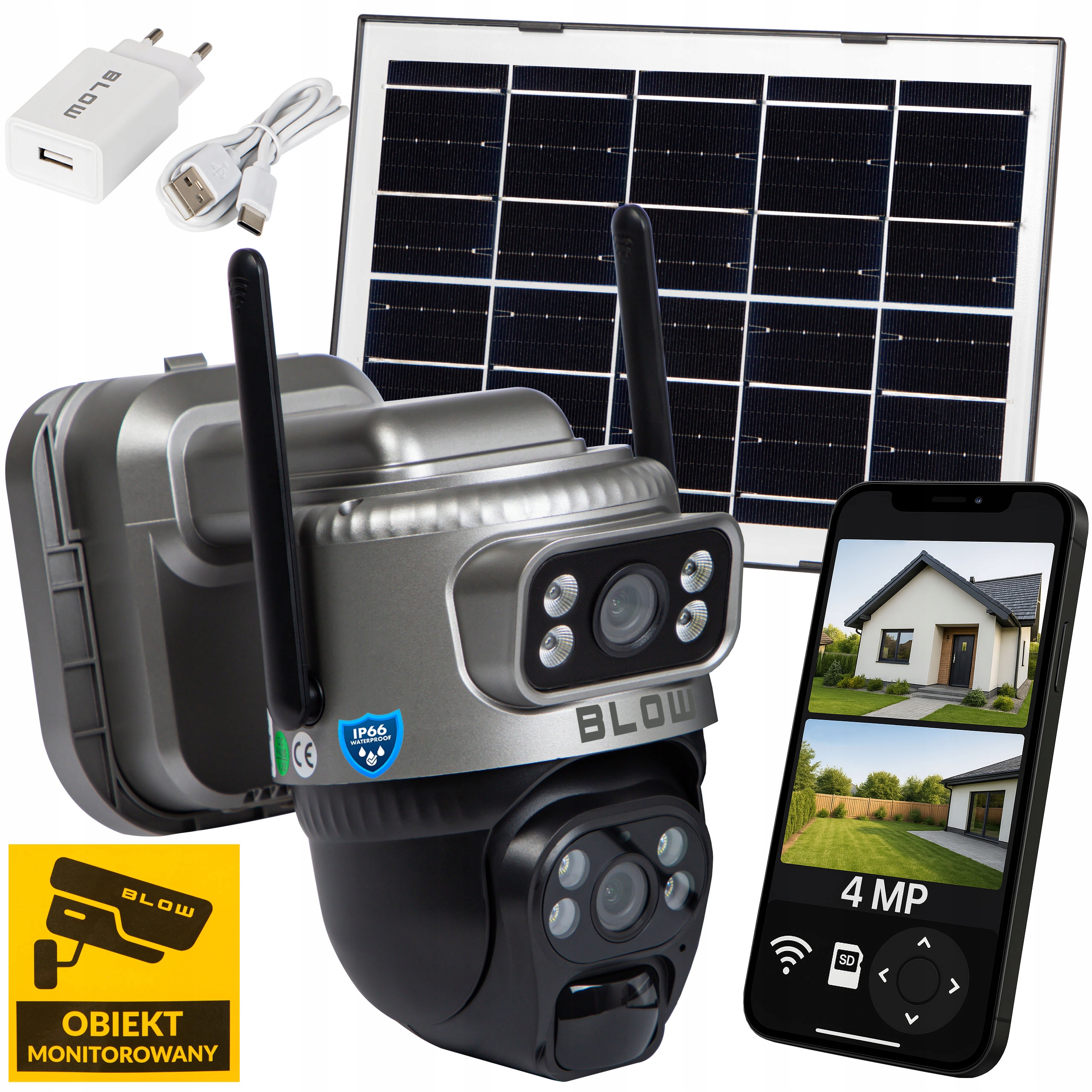 Ip Kamera Wifi Blow H-384 Wifi Solárna 4MP Rotačná 2 Objektívy IP66 Smart