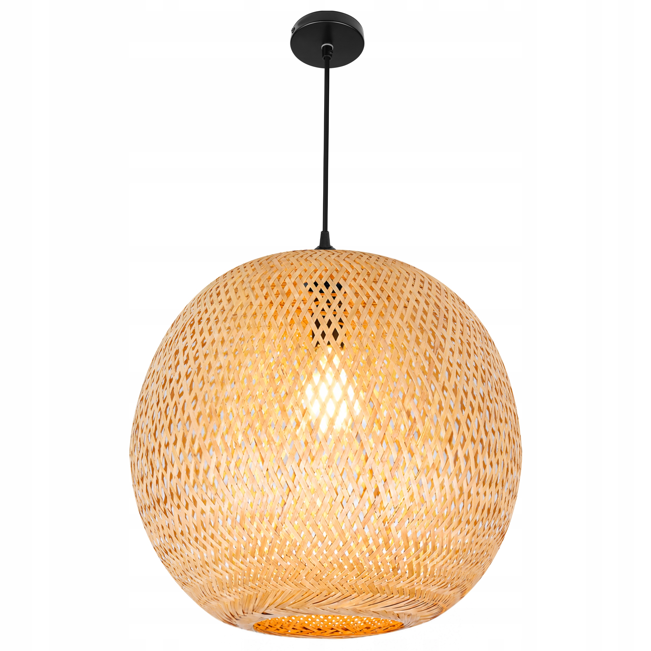 stropní svítidlo Led závěsný lustr E27, pletené svítidlo, 40 cm, boho, Bambusová