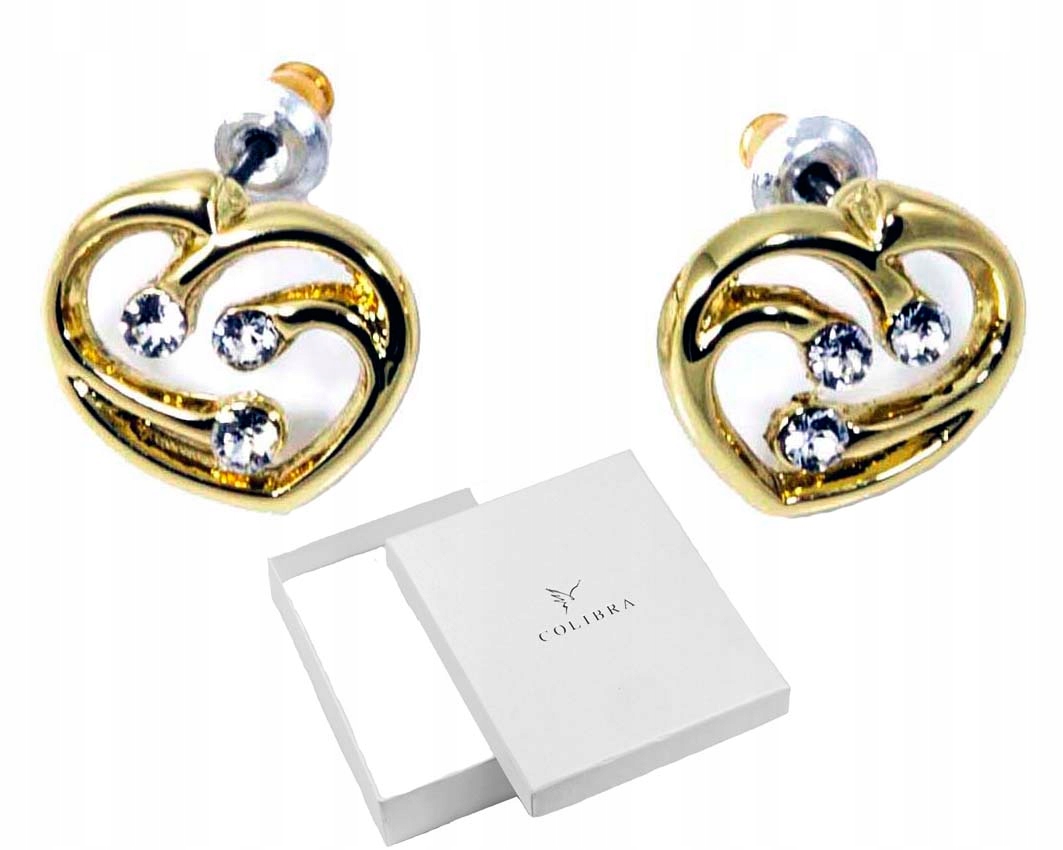 

Kolczyki Złote Serca Kryształy Swarovski Colibra