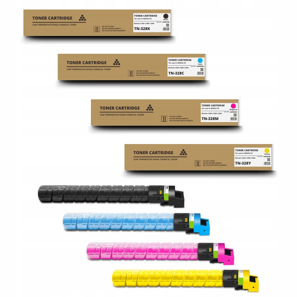 4X Nowy Toner TN-328 TN328 Cmyk do Konica Minolta Bizhub C250i C300i C360i