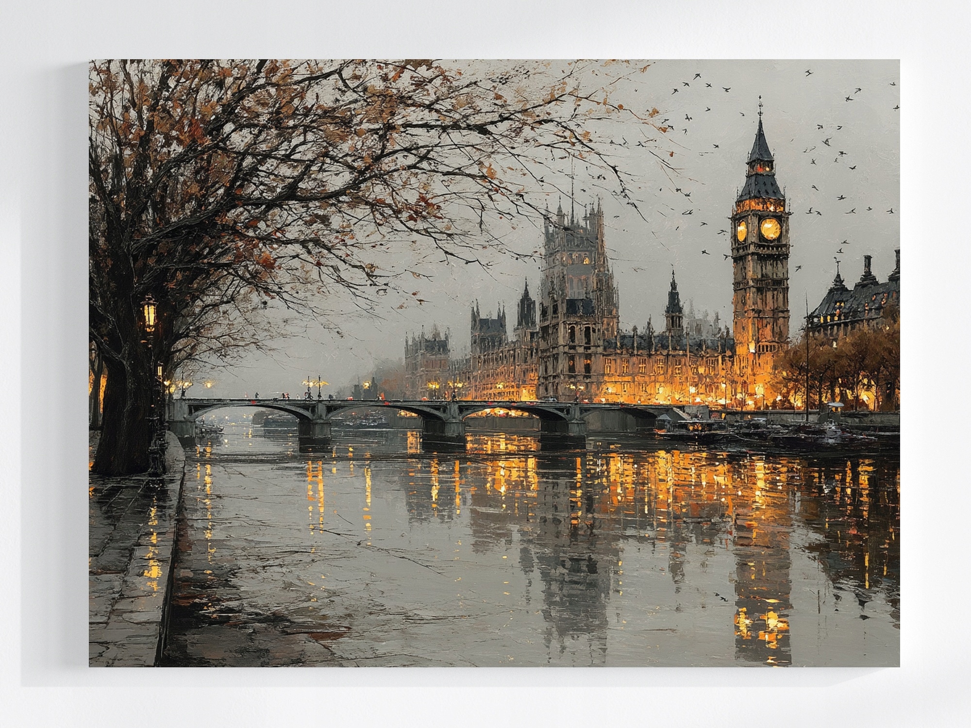 Obraz Na Plátně Canvas Pohled Anglie Londýn Big Ben Podzim Déšť 80x60