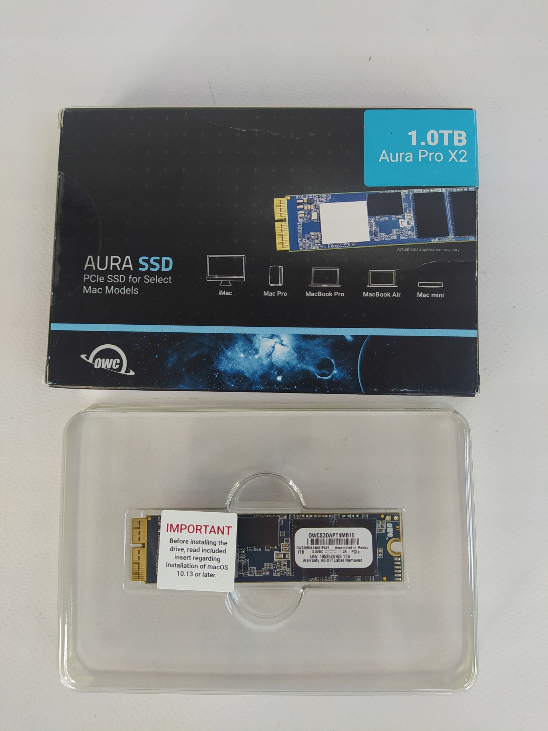 Dysk SSD OWC Aura Pro X2 1TB PCIe MacBook Air Pro Producent OWC