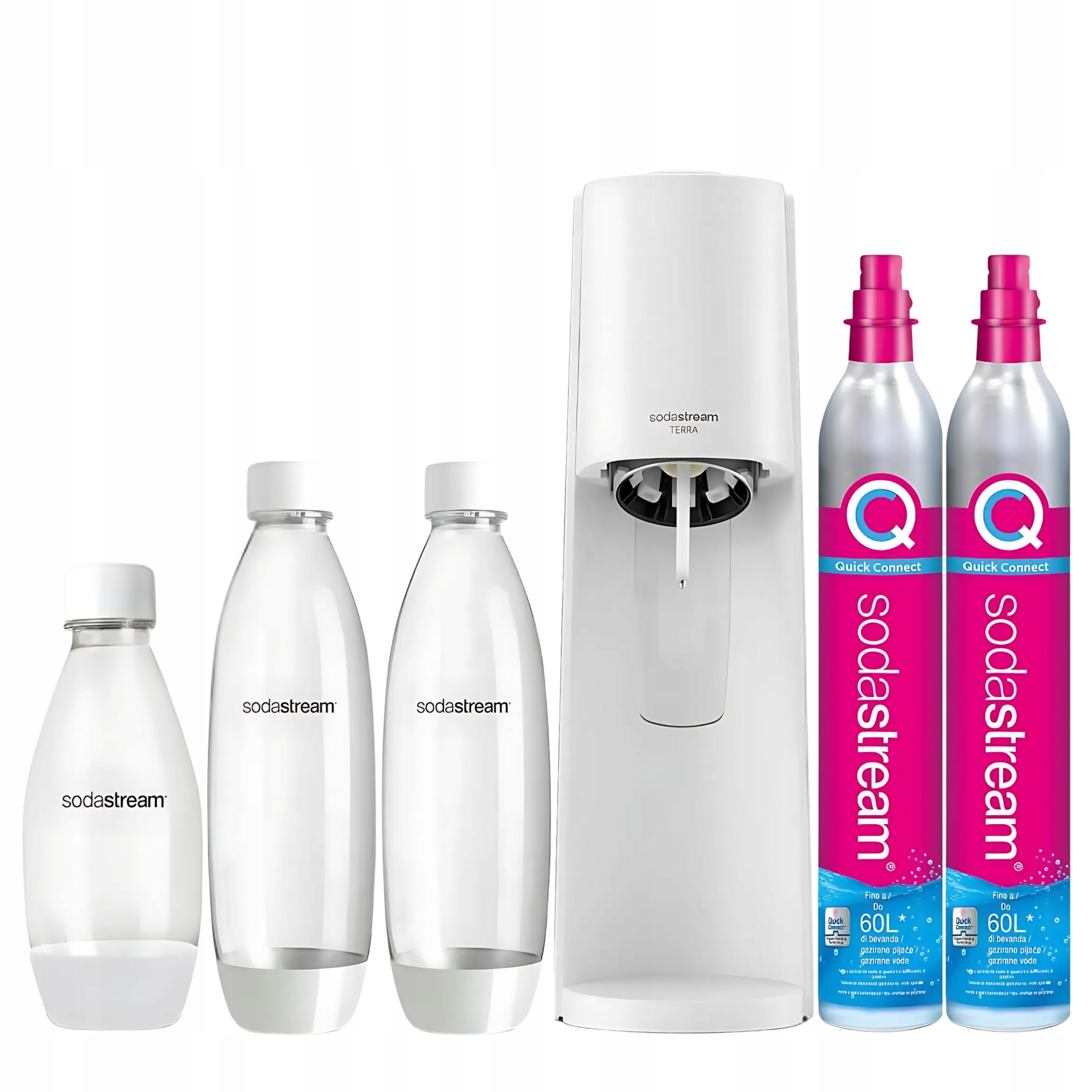 SodaStream Terra saturátor Biela 2 fľaše 1 l fľaša 0.5 l 2 x fľaša CO2