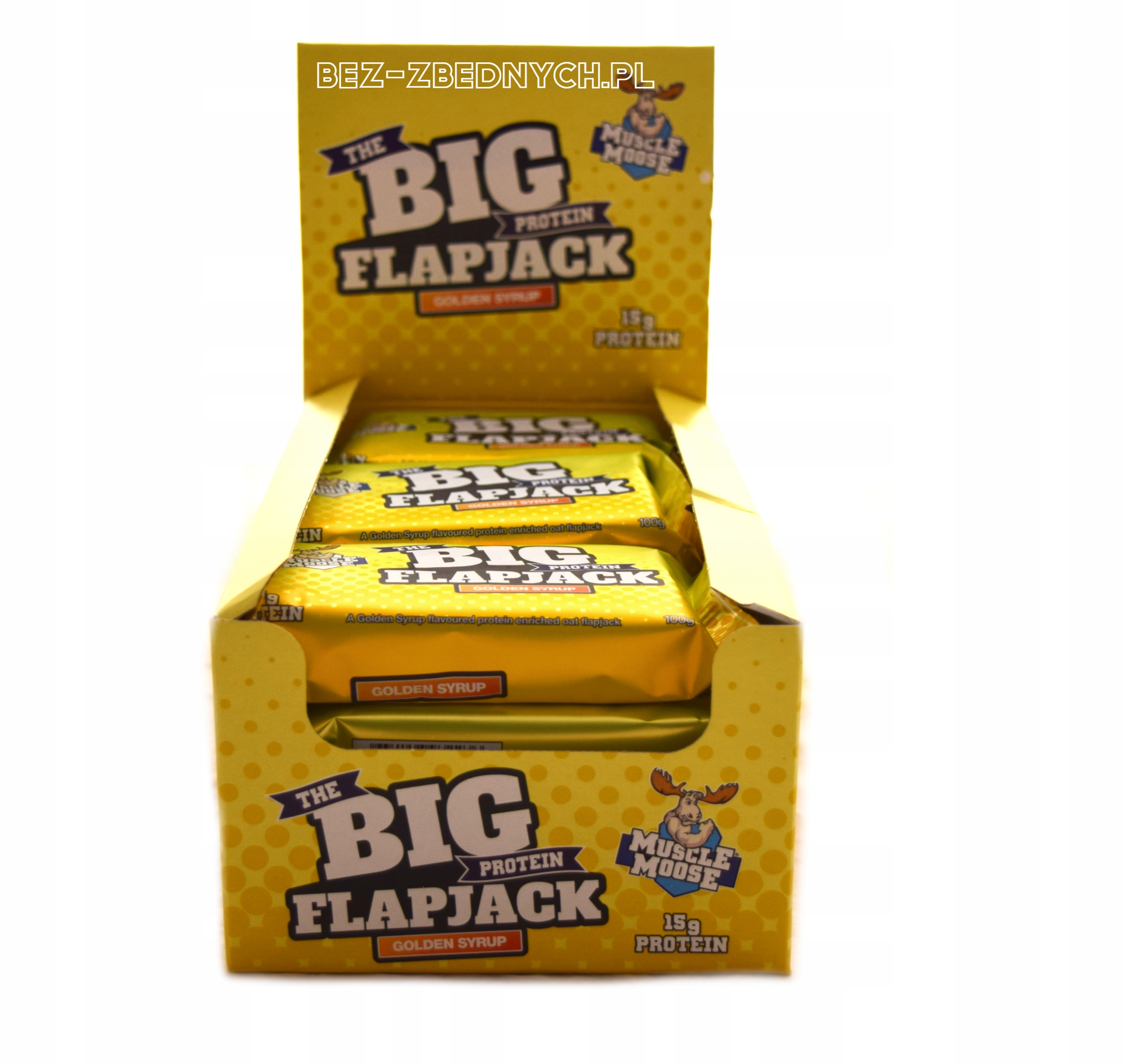 Levně Muscle Moose Big Protein Flapjack 100g Energy Cake Oat Zlatý Sirup