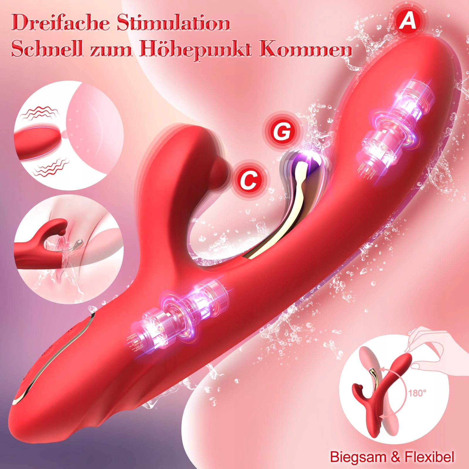 RABBIT VIBRATOR Dla Kobiet G Punkt Klitoris Dildo 9 Trybów Wibracji — miniatura 2