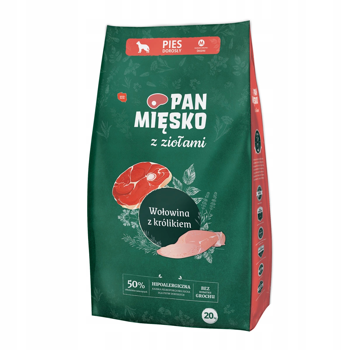 Levně Pan Mięsko Suché krmivo pro psy Mr. Meat Herbs hovězí králík 20 kg