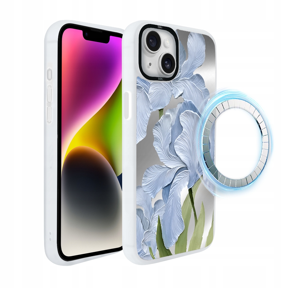 Pouzdro pro iPhone 14 Plus Ibizu DropGuard Matt s MagSafe, modrý iris, bílé