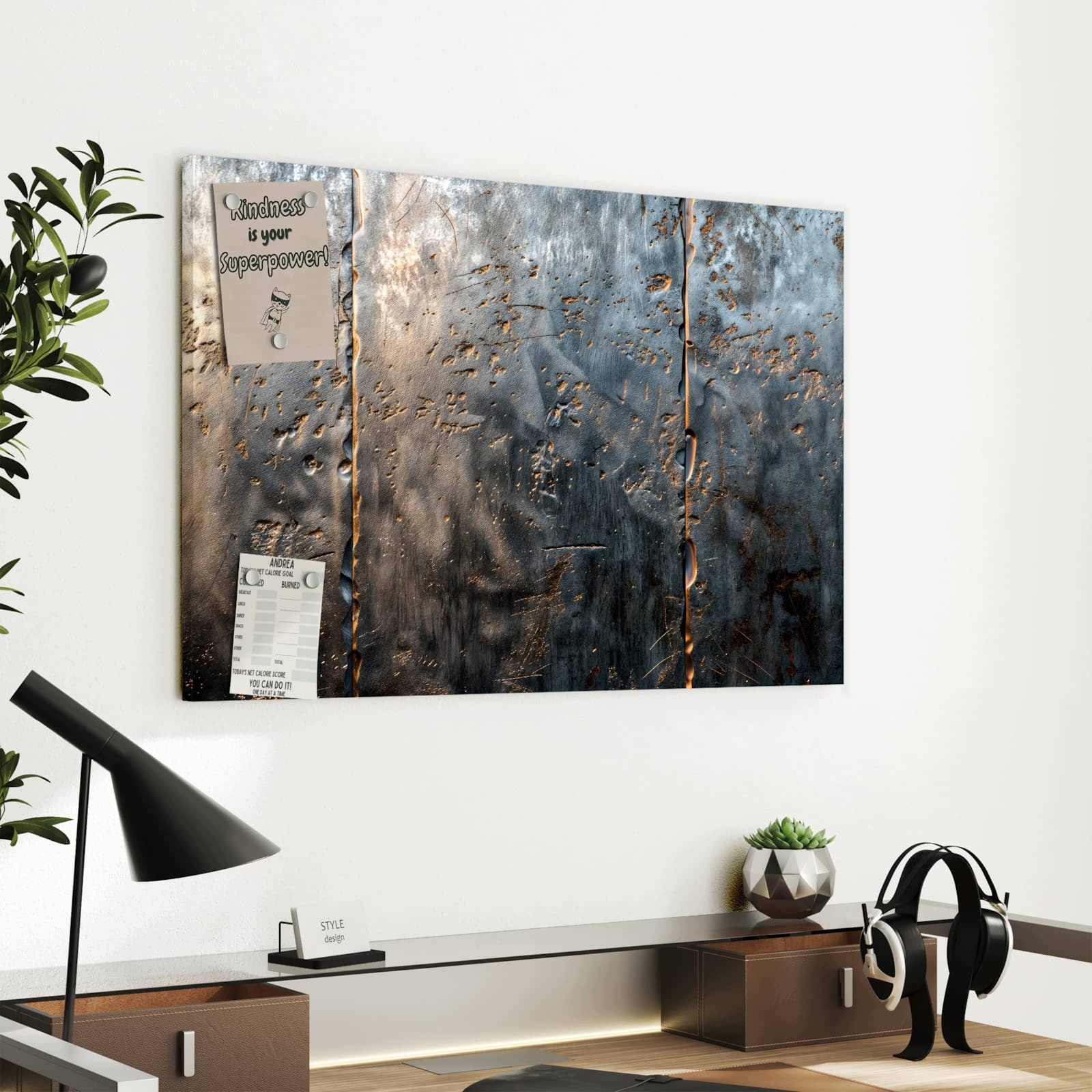 Magnetická tabule Textura kovu 60 × 40 cm