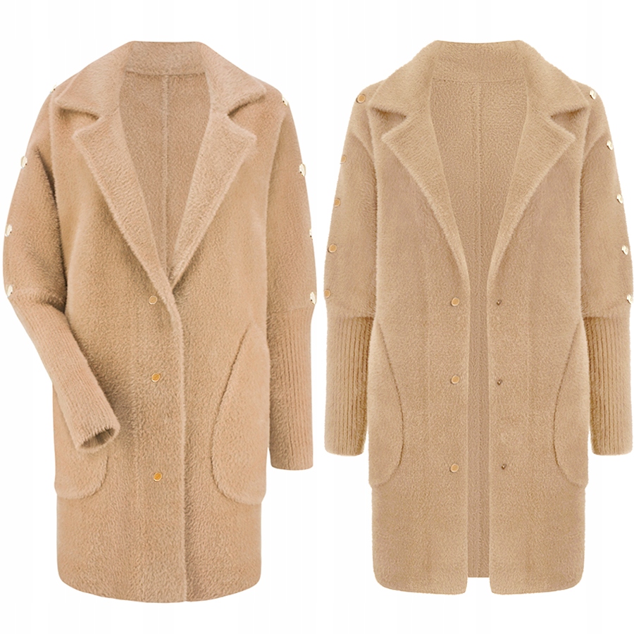 Alpaka_z_knoflíky_teplá Vlněná Bunda