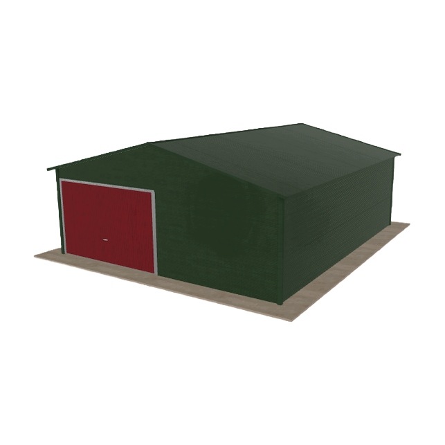 Plechová garáž 6x7 m jednopolohová, dvouspádová, zelená