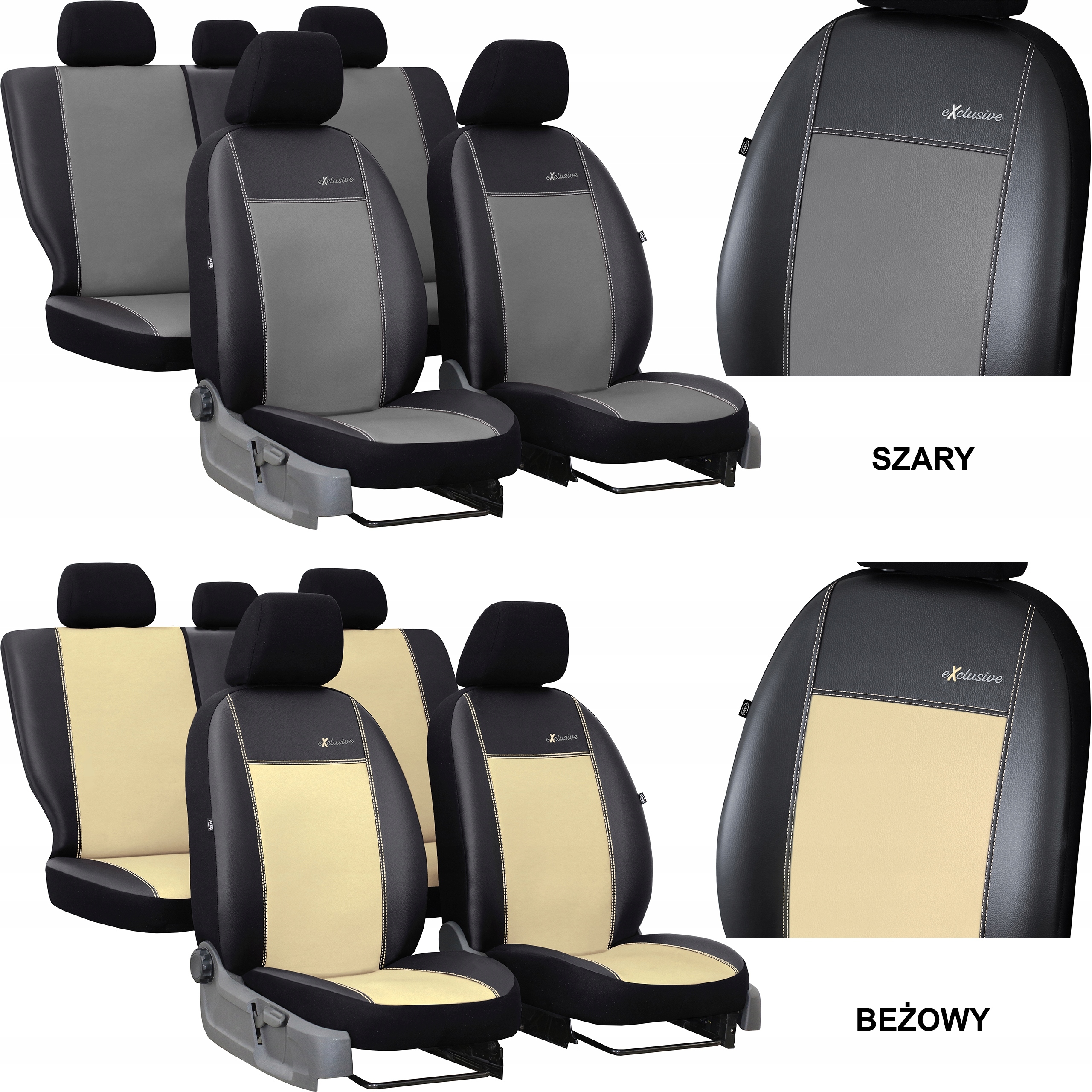 SKÓRA POKROWCE MIAROWE SAMOCHODOWE KOMLPLET NA SIEDZENIA DO KIA NIRO 2 Model Exclusive Ekoskóra