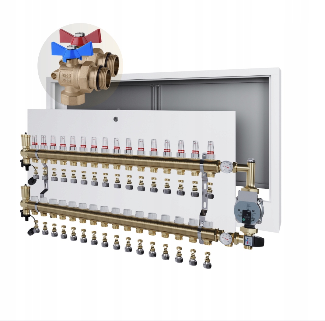Rozdělovač podlahového vytápění 16 Skříňka NATYNK+Wilo+PEX+VENTIL Kul Úhel