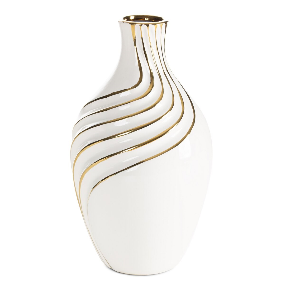 Dekorativní váza Estela 17 x 17 x 30 cm bílá zlatá