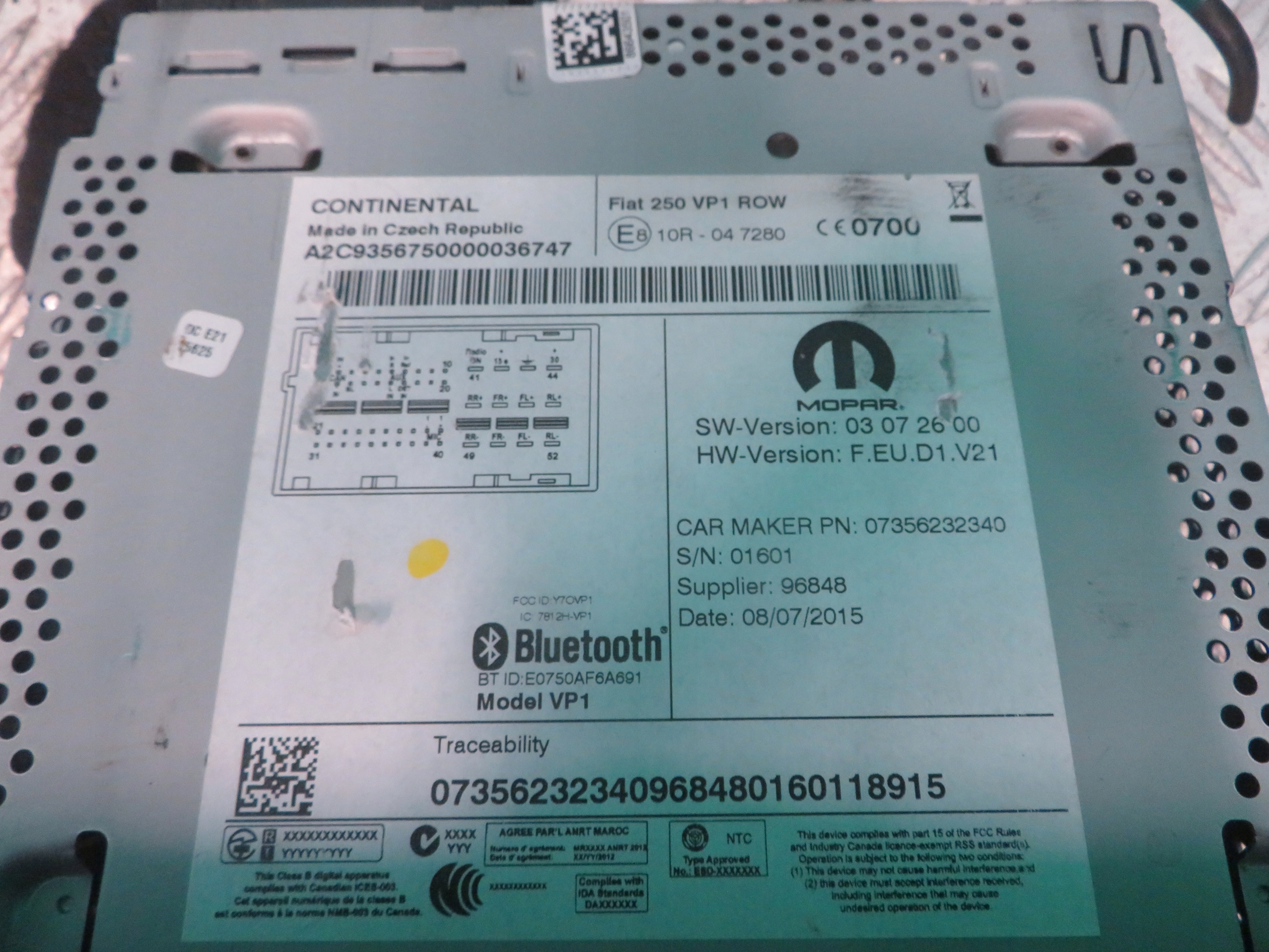 RADIO Navigation BOXER DUCATO JUMPER 15R 07356232340