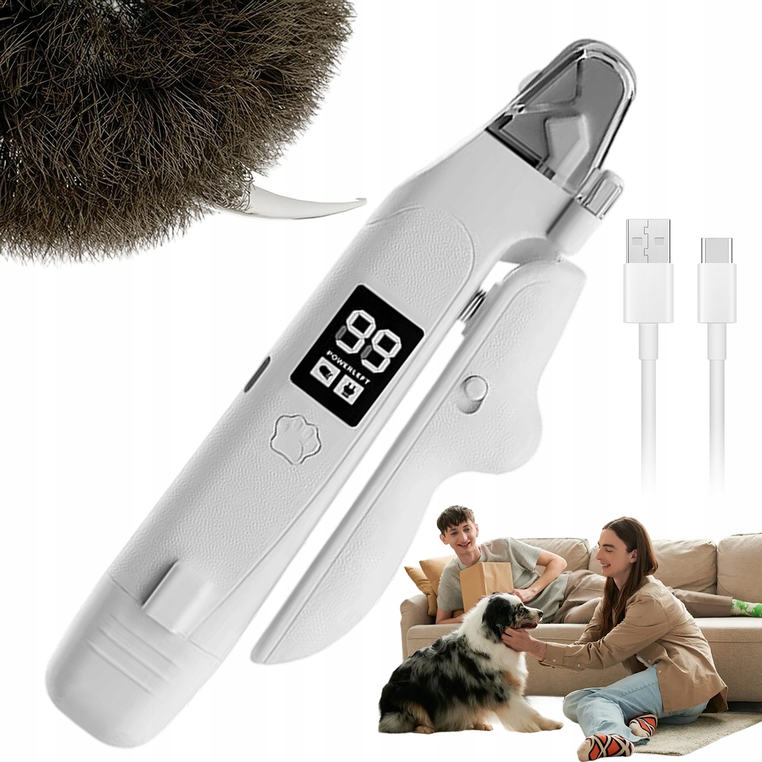 Levně Elektrický Odstřihovač Drápků Pro Zvířata, Funkční, S Nádobou Na Piliny