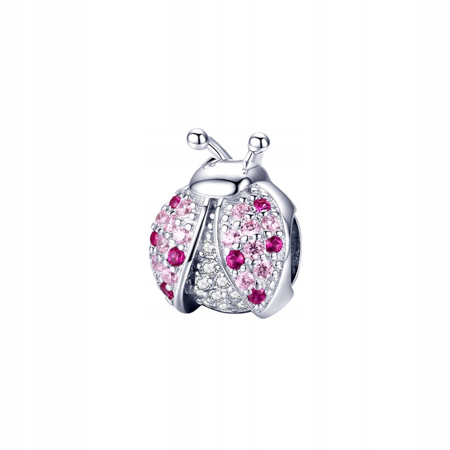 Šperky Ornamo Lesklá Beruška Zirkon bílá/růžová Stříbro o ryzosti 925