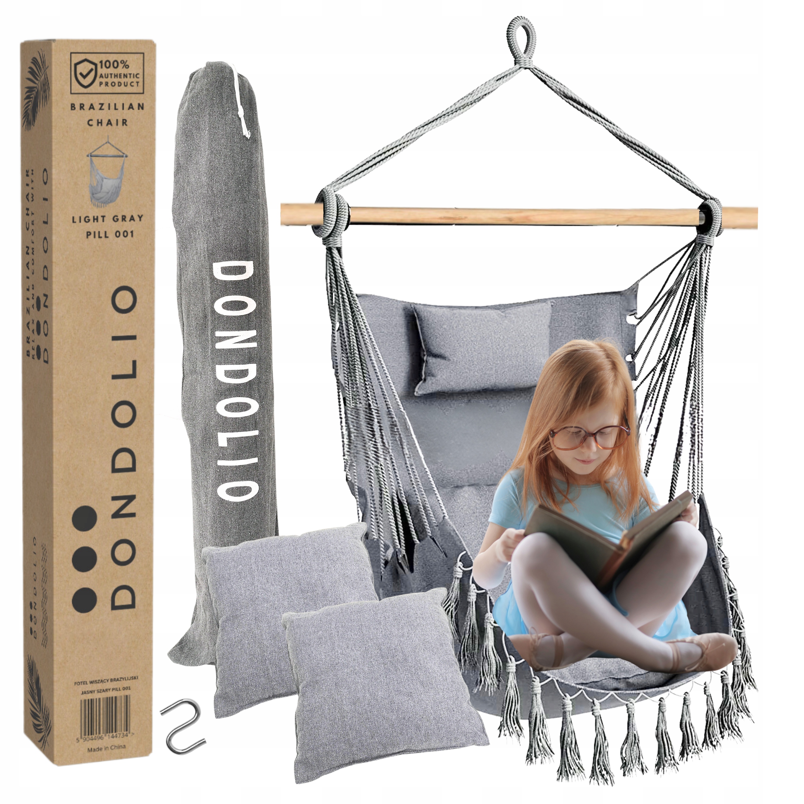 Fotel Wiszący Krzesło Brazylijskie Huśtawka Hamakowa Ogrodowy 150 kg