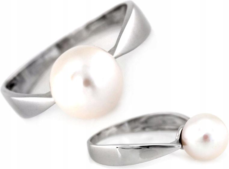 Prstýnek z bílého zlata 585 nadčasový s perlou velikost 14 jako dárek